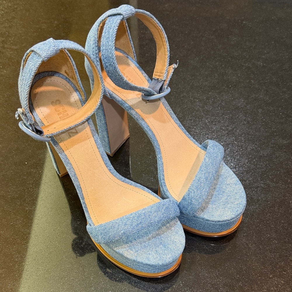 SCHUTZ Denim Blue Platform Heels